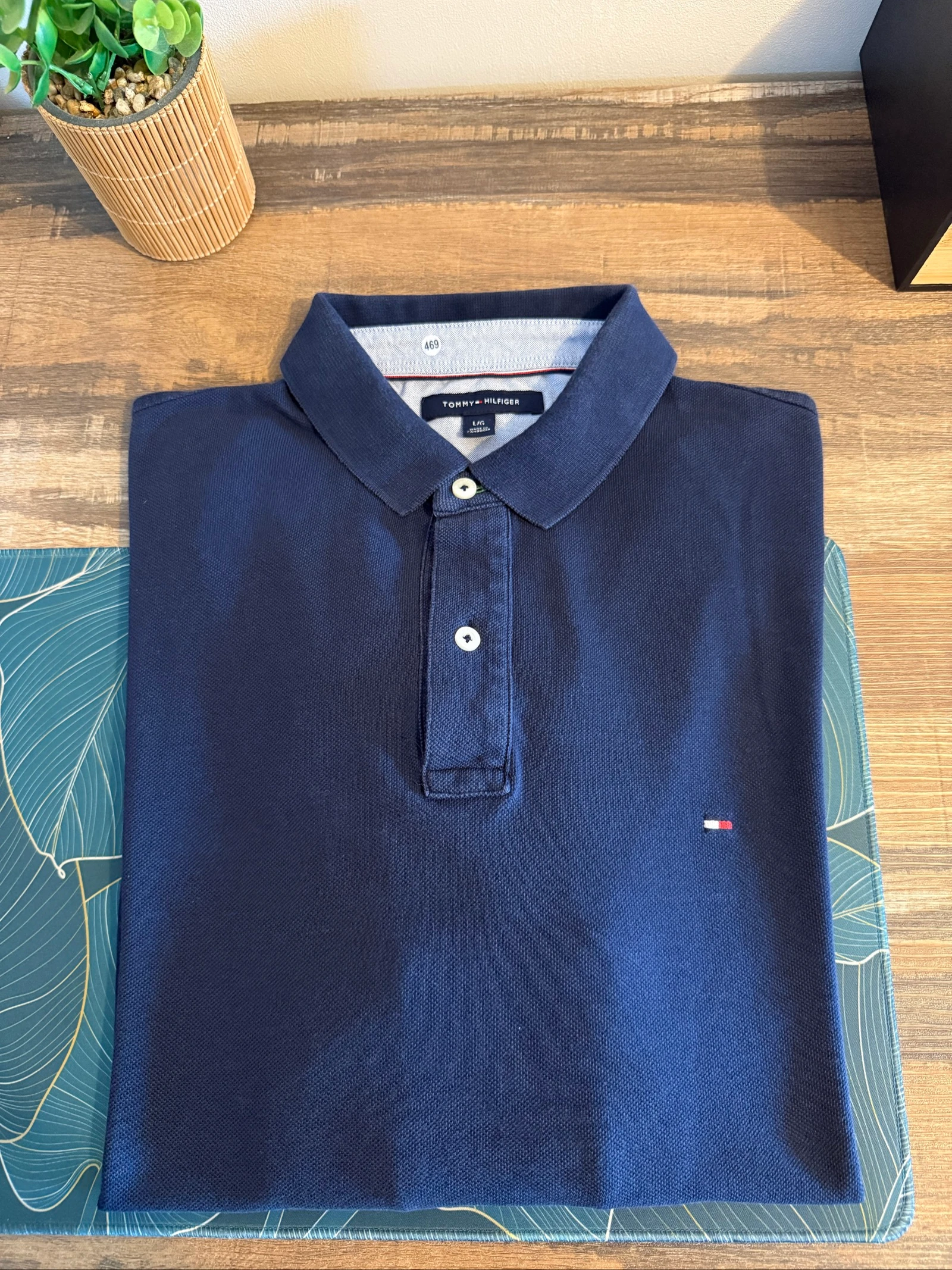 Men's Tommy Hilfiger Long Sleeve Navy Blue Polo – Very Good Condition – photo 3